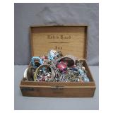 Costume Jewelry in Wooden Case