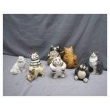 Eight Hand-Painted Cat Figurines