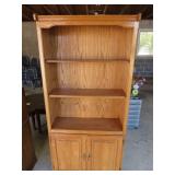Solid Oak Bookcase With Cabinet Storage