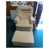 Tufted Beige Armchair With Matching Ottoman