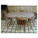 Dining Table Set With Six Spindle-Back Chairs