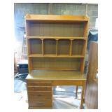 Wood Desk With Hutch and Glass Top