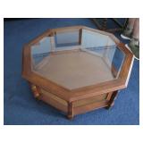 Octagonal Wood-Glass Coffee Table