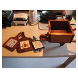 Rustic Wooden Wheelbarrow Box + Decorative Plaques