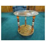 Round Glass-Top Side Table with Unique Accents