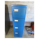 Metal Filing Cabinet, Four Drawers, Bright Blue