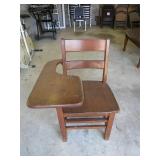 Wooden School Desk Chair with Writing Arm