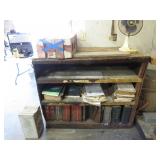 Garage Bookshelf With Books and Contents
