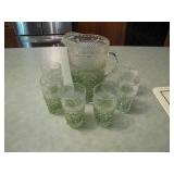 Glass Pitcher and Tumblers Set with Diamond Design