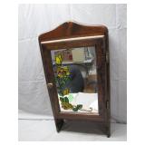 Wooden Wall Cabinet With Stained Glass Panel