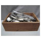 Silverware in Wooden Crate