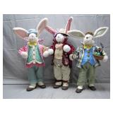 Three Plush Dressed Rabbits