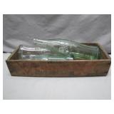 Vintage Cheese Crate and Glass Soda Bottles