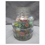 Glass Jar With Assorted Color Marbles