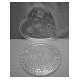 Clear Glass Heart and Round Plate Set