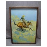 Framed Western Cowboy Riding Scene Art
