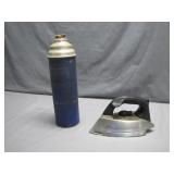 Vintage Thermos and Metal Iron Combo
