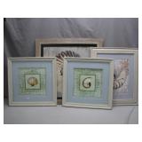 Four Framed Nautical Shell Prints