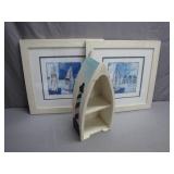 Nautical-Themed Artwork and Boat Shelf Set
