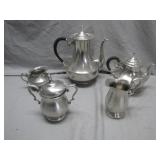 Five-Piece Classic Silver Tea Set with Markings