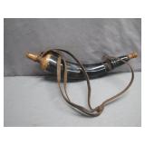 Handcrafted Black Powder Horn With Strap