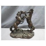 Challenging Stallions Sculpture by L. Monroe