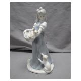 Porcelain Figurine of Girl Holding Kittens