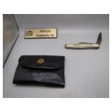 Colonial Knife with Leather Pouch and Plate