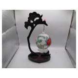 Asian Hand Painted Glass Egg on Stand