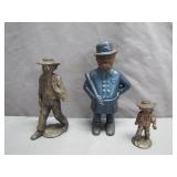 Three Cast Iron Figures