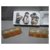 Snowman Figurines and Vintage Candles