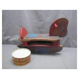 Children's Wooden Rocker Horse With Tin Drum