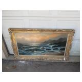 Seascape Painting in Ornate Gilt Frame, 56 1/2'...