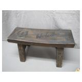 Handmade Wooden Bench w/'Welcome' Motif