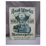 Road Works Motorcycles Metal Sign