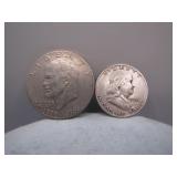 1951-S Benjamin Half Dollar & Ike Dollar Coin