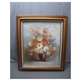 Framed Floral Still Life by T. Kelly, 31' x 27'