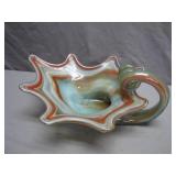 Handblown Art Glass Basket With Colorful Swirls
