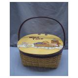 Picnic Basket with 'Wine Time' Design