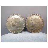 Pair of 1968-D Kennedy Silver Half Dollars