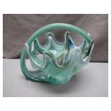 Handblown Glass Basket With Swirling Color