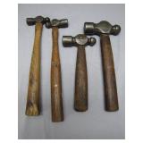 Four Vintage Ball Peen Hammers