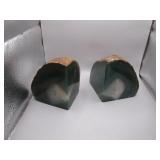 2 Green Agate Stone Bookends