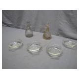 Clear Glass Cruets and Shell Dishes