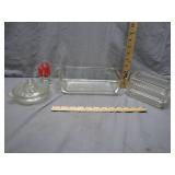 Clear Glass Butter Dish and Juicer Set
