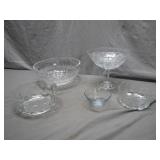 Five Clear Glass Serving Bowls