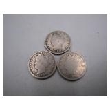 1906-08 Liberty Head 'V' Nickels Trio