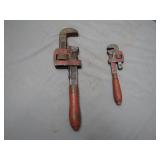 Two Adjustable Pipe Wrenches