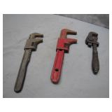 3 Pipe Wrenches in Assorted Sizes