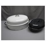 Two Enamelware Roasting Pans